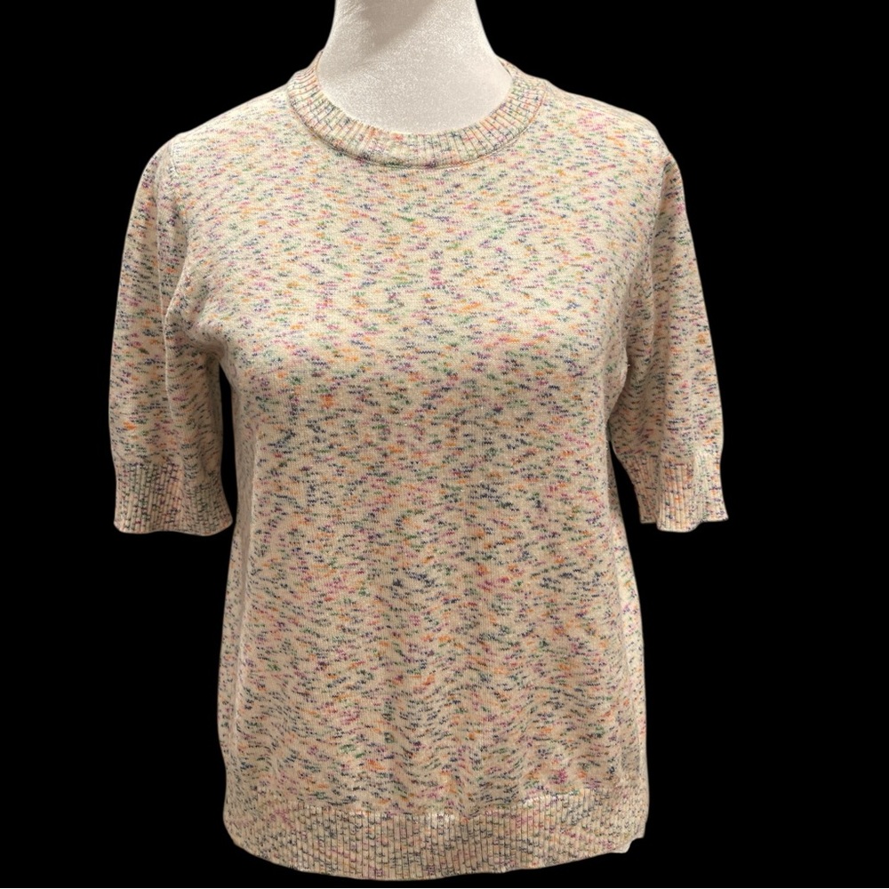 MCQ Confetti Knit Short Sleeve Sweater Cream Small